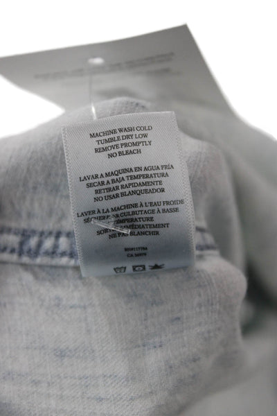 Rails Womens Petite Collared Button-Up Light Blue Tencel Linen Top Size XS