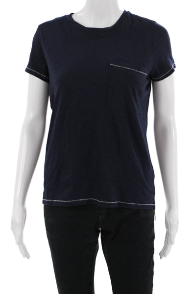 Goldie Womens Dark Blue Jersey T-Shirt Short Sleeve Crew Neck Size XS