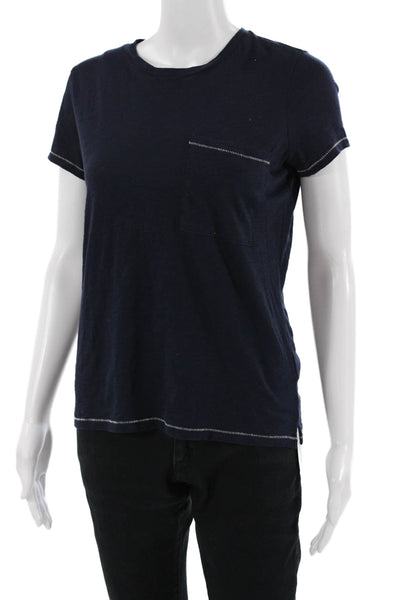 Goldie Womens Dark Blue Jersey T-Shirt Short Sleeve Crew Neck Size XS
