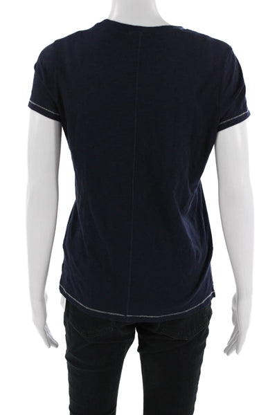 Goldie Womens Dark Blue Jersey T-Shirt Short Sleeve Crew Neck Size XS