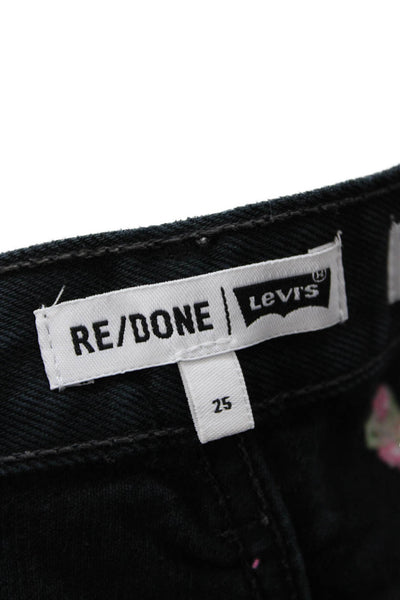 Re/Done Unisex Floral Black Cotton Shorts Size 25