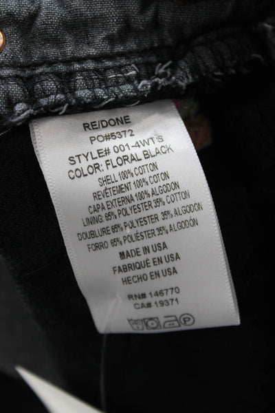 Re/Done Unisex Floral Black Cotton Shorts Size 25