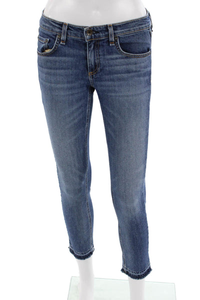 Rag & Bone Womens Skinny Cropped Jeans Blue Mid Rise Button Size 25