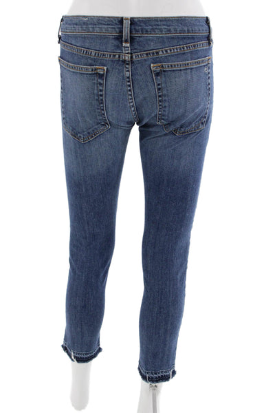 Rag & Bone Womens Skinny Cropped Jeans Blue Mid Rise Button Size 25
