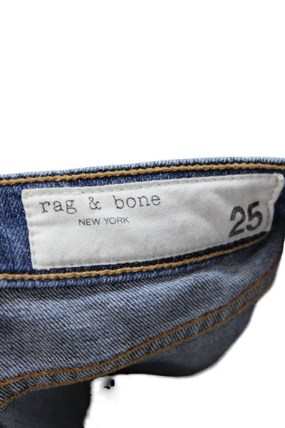 Rag & Bone Womens Skinny Cropped Jeans Blue Mid Rise Button Size 25