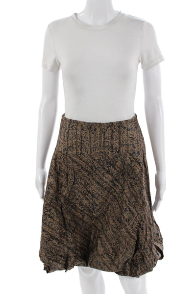 Peruvian Connection Women Peasant Skirt Beige Paisley 100% Cotton Knee Size 4