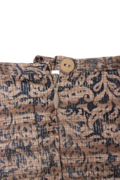 Peruvian Connection Women Peasant Skirt Beige Paisley 100% Cotton Knee Size 4