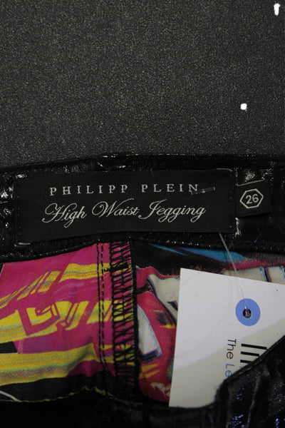 Philipp Plein Women Biker Jeggings Black Size 26