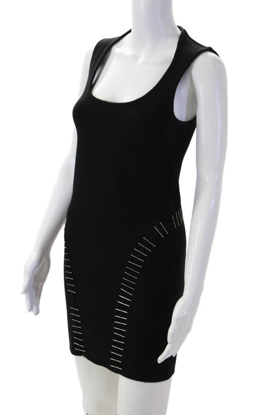 Alaia Women Black Bodycon Mini Dress Sleeveless Size 36