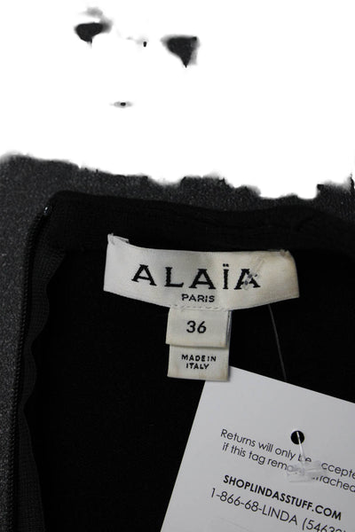 Alaia Women Black Bodycon Mini Dress Sleeveless Size 36