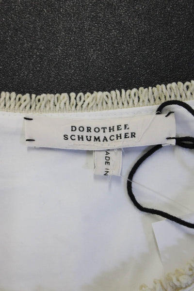 Dorothee Schumacher Womens White Cotton Bohemian Blouse 3/4 Sleeve Size 2