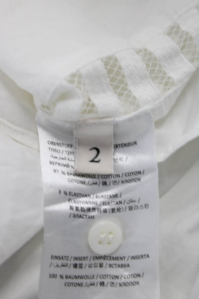 Dorothee Schumacher Womens White Cotton Bohemian Blouse 3/4 Sleeve Size 2