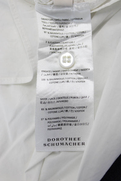 Dorothee Schumacher Womens White Cotton Bohemian Blouse 3/4 Sleeve Size 2