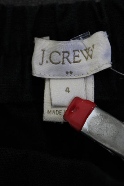 J Crew Women Paperbag Ankle Cropped Black Linen Cotton Pants Size 4