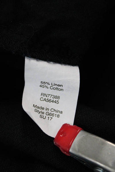 J Crew Women Paperbag Ankle Cropped Black Linen Cotton Pants Size 4