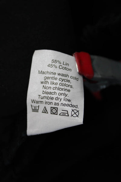J Crew Women Paperbag Ankle Cropped Black Linen Cotton Pants Size 4