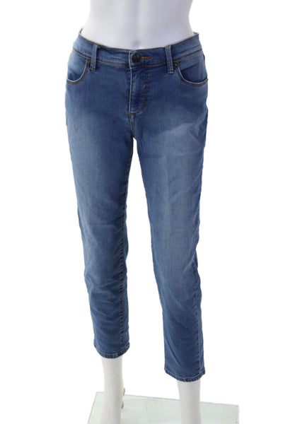 Free People Women Ankle Cropped Jeans Blue Mid-Rise Button Size 30