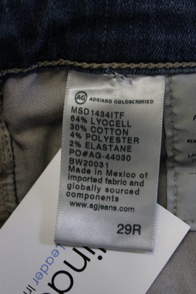 AG Womens Cropped Cigarette Leg Jeans Dark Blue Mid Rise Size 29
