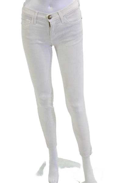 Current/Elliott Women Skinny Ankle Jeans White Mid Rise Button Size 26