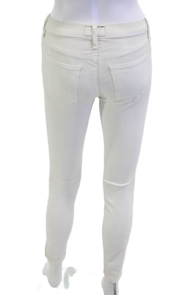Current/Elliott Women Skinny Ankle Jeans White Mid Rise Button Size 26