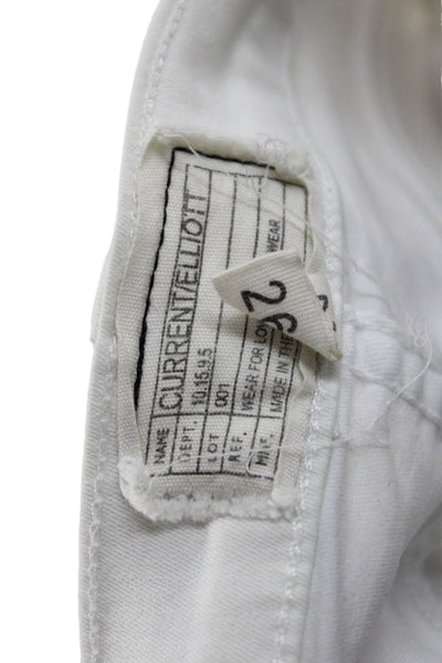 Current/Elliott Women Skinny Ankle Jeans White Mid Rise Button Size 26
