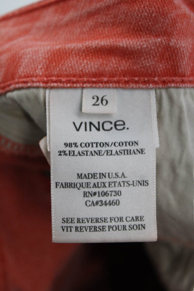 Vince Women Skinny Orange Jeans Button Fly Size 26
