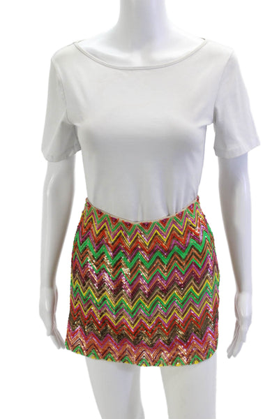 Haute Hippie Womens Mini Silk Geometric Multi Color Skirt Size S