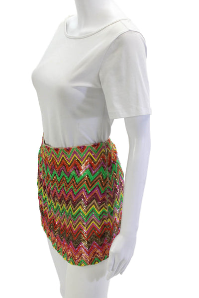 Haute Hippie Womens Mini Silk Geometric Multi Color Skirt Size S