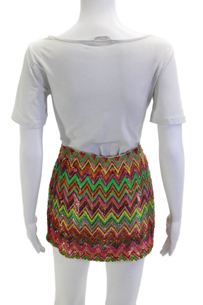 Haute Hippie Womens Mini Silk Geometric Multi Color Skirt Size S