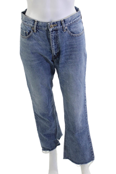 Nepla Unisex Flared Blue Jeans 100% Cotton Mid Rise Inseam 28 Size 26