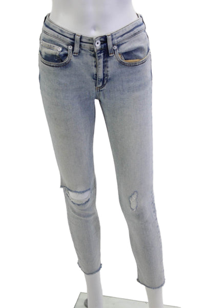 Rag & Bone Women Ankle Cropped Skinny Jeans Light Blue Size 24