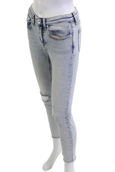 Rag & Bone Women Ankle Cropped Skinny Jeans Light Blue Size 24