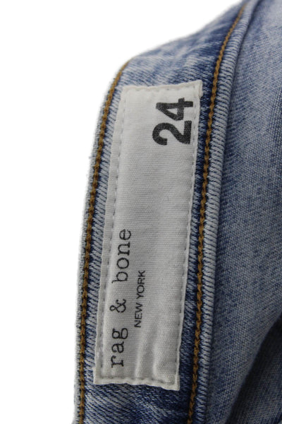 Rag & Bone Women Ankle Cropped Skinny Jeans Light Blue Size 24