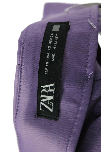 Zara Women Dress Pants Purple Cotton Zip Size XS