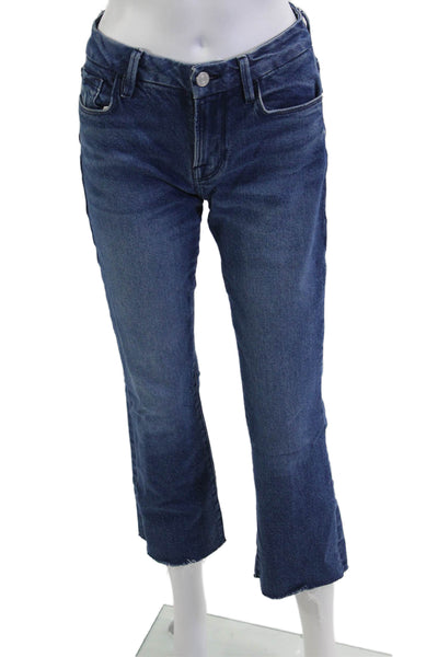Frame Women Cropped Straight Dark Blue Jeans Mid Rise Size 24