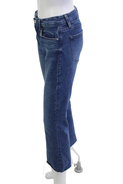Frame Women Cropped Straight Dark Blue Jeans Mid Rise Size 24