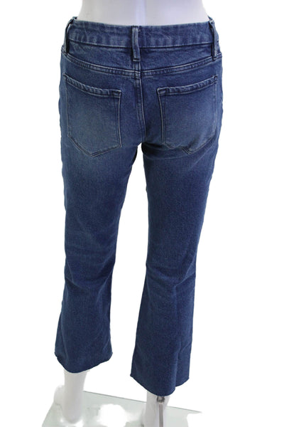 Frame Women Cropped Straight Dark Blue Jeans Mid Rise Size 24