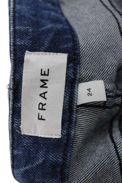 Frame Women Cropped Straight Dark Blue Jeans Mid Rise Size 24