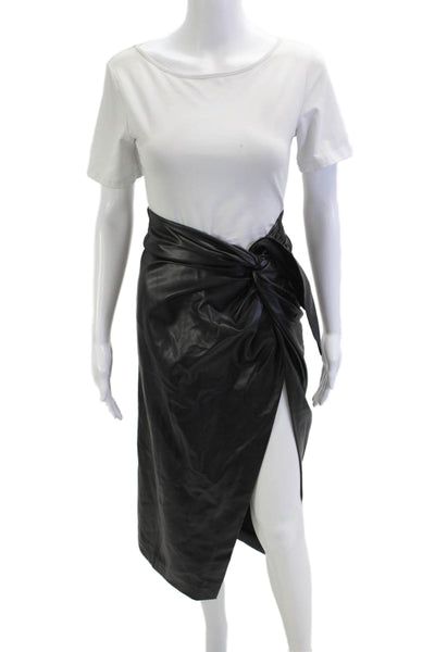 BOA. Womens Wrap Skirt Black Midi 55% Polyester 45% Polyurethane Size XS