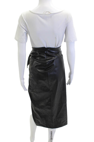 BOA. Womens Wrap Skirt Black Midi 55% Polyester 45% Polyurethane Size XS