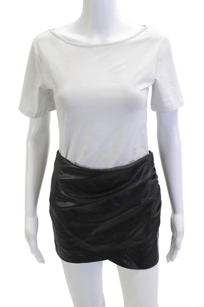 Zara Womens Vegan Leather Mini Pencil Skirt Black Solid Size XS