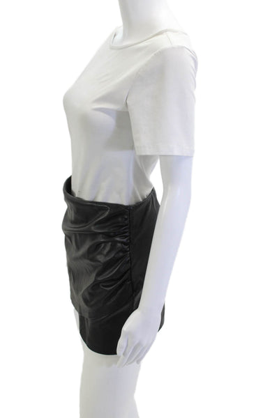 Zara Womens Vegan Leather Mini Pencil Skirt Black Solid Size XS