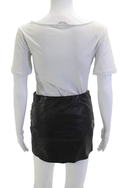 Zara Womens Vegan Leather Mini Pencil Skirt Black Solid Size XS