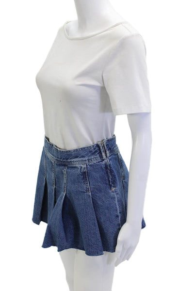 MNG Womens Pleated Mini Skater Skirt Blue Size XS