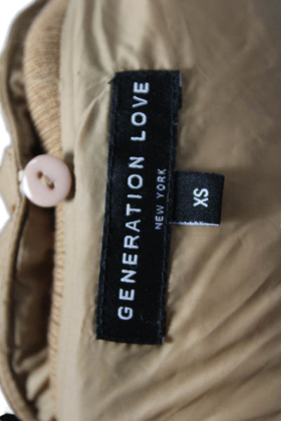 Generation Love Women Beige Puffer Bomber Nylon Button Jacket Size XS