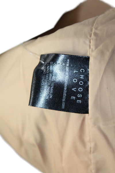 Generation Love Women Beige Puffer Bomber Nylon Button Jacket Size XS