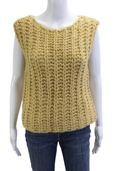 Zara Women Sleeveless Pullover Vest Beige Round Neck Size S