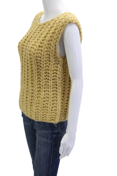 Zara Women Sleeveless Pullover Vest Beige Round Neck Size S