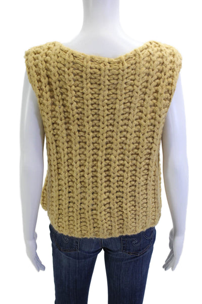 Zara Women Sleeveless Pullover Vest Beige Round Neck Size S