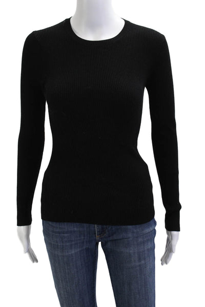 Minnie Rose Womens Black Crew Neck Long Sleeve Pullover Size XS